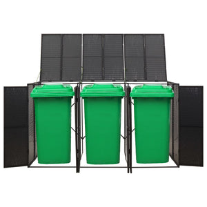 Mülltonnenbox für 3 Tonnen - Schwarz Poly Rattan