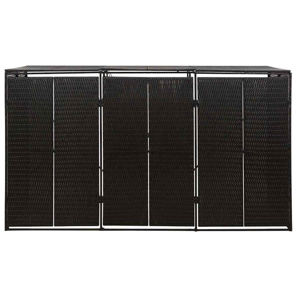 Mülltonnenbox für 3 Tonnen - Schwarz Poly Rattan