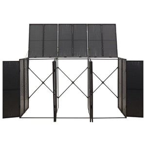 Mülltonnenbox für 3 Tonnen - Schwarz Poly Rattan