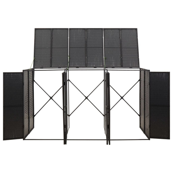 Mülltonnenbox für 3 Tonnen - Schwarz Poly Rattan
