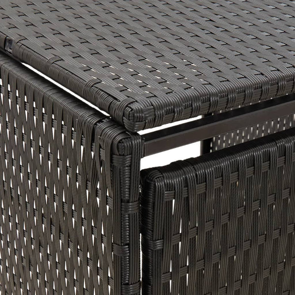 Mülltonnenbox für 3 Tonnen - Schwarz Poly Rattan