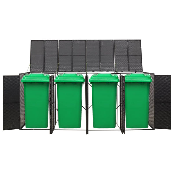 Mülltonnenbox für 4 Tonnen, Schwarz