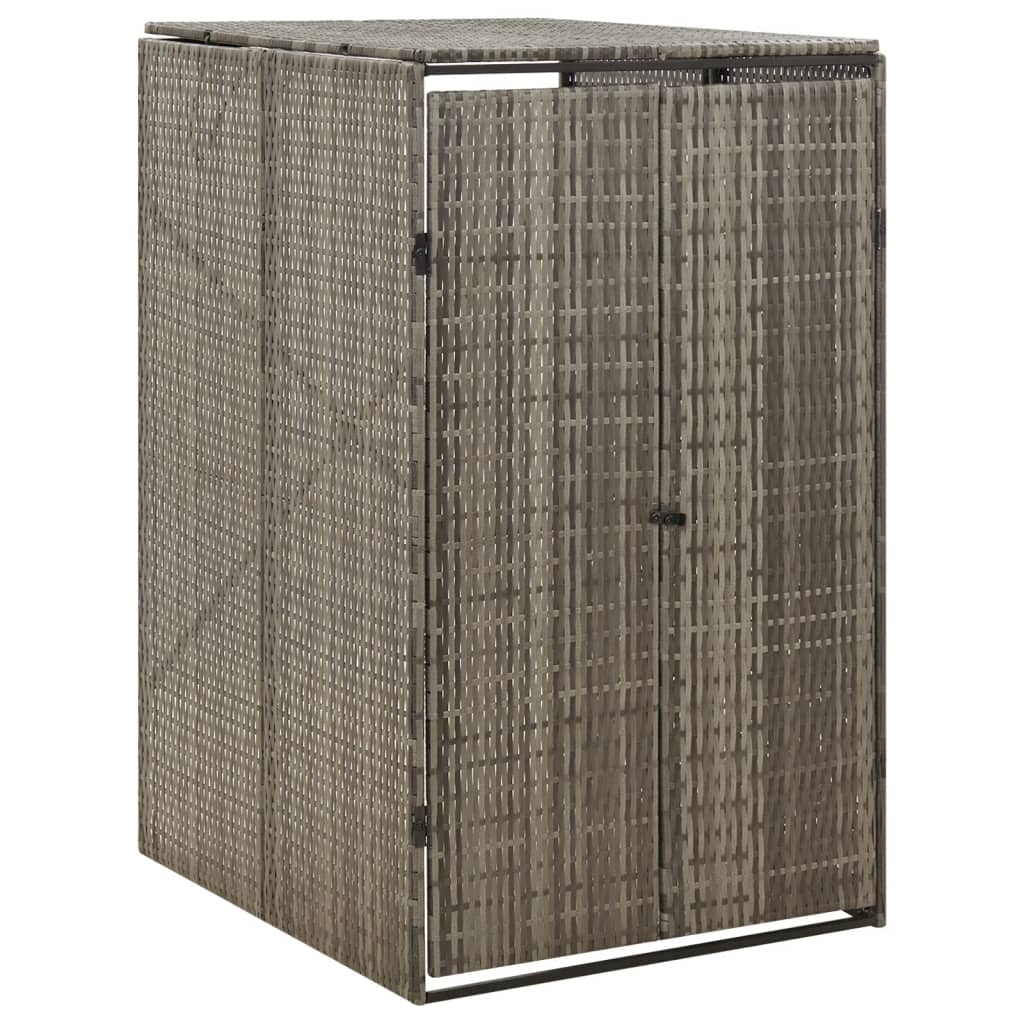 Mülltonnenbox Grau Poly Rattan für 1 Tonne