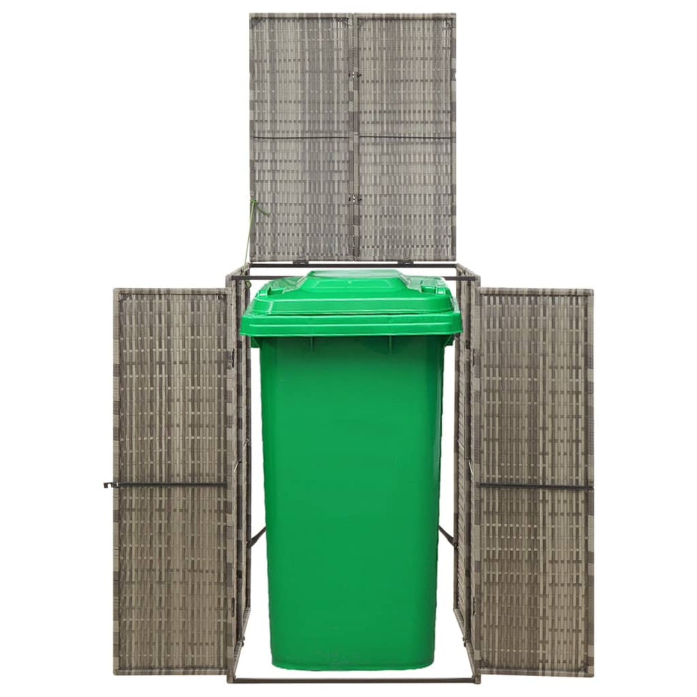 Mülltonnenbox Grau Poly Rattan für 1 Tonne