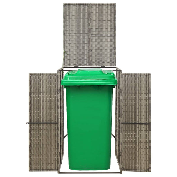 Mülltonnenbox Grau Poly Rattan für 1 Tonne