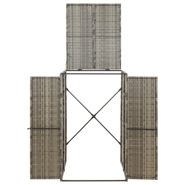 Mülltonnenbox Grau Poly Rattan für 1 Tonne
