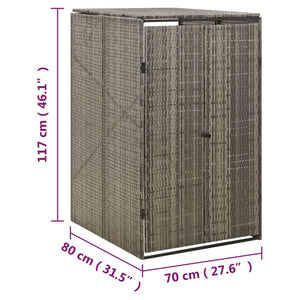 Mülltonnenbox Grau Poly Rattan für 1 Tonne