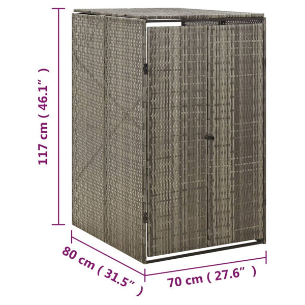 Mülltonnenbox Grau Poly Rattan für 1 Tonne