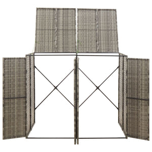Mülltonnenbox für 2 Tonnen Grau Poly Rattan