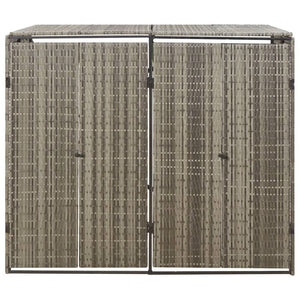Mülltonnenbox für 2 Tonnen Grau Poly Rattan