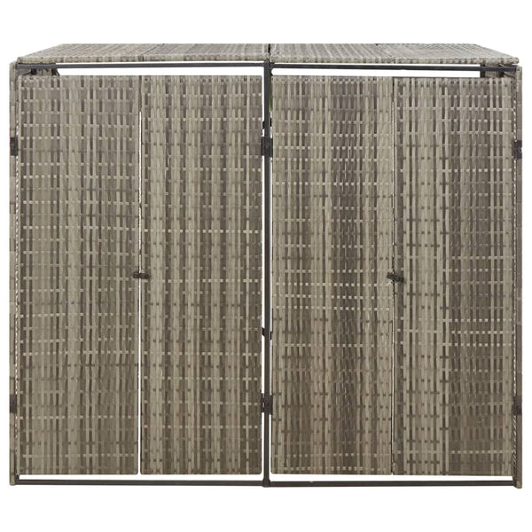Mülltonnenbox für 2 Tonnen Grau Poly Rattan