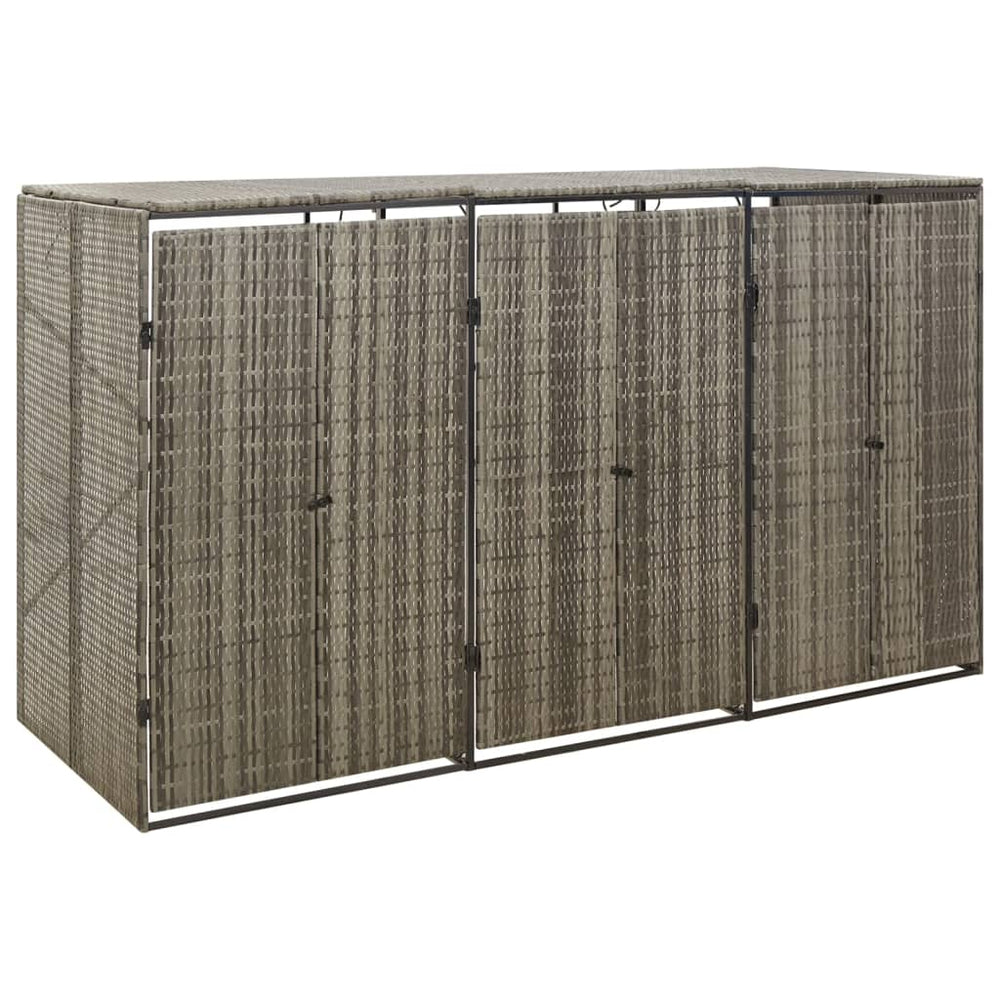 Mülltonnenbox für 3 Tonnen - Grau Poly Rattan