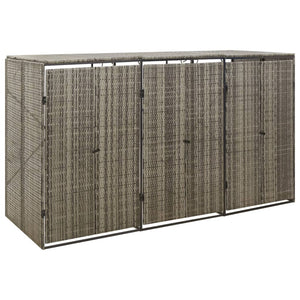 Mülltonnenbox für 3 Tonnen - Grau Poly Rattan