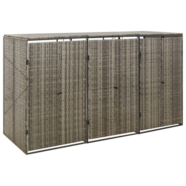 Mülltonnenbox für 3 Tonnen - Grau Poly Rattan