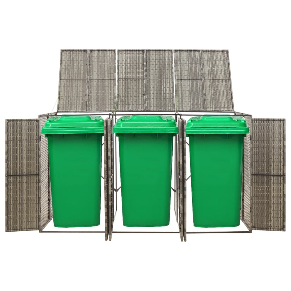 Mülltonnenbox für 3 Tonnen - Grau Poly Rattan