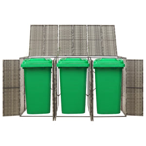 Mülltonnenbox für 3 Tonnen - Grau Poly Rattan