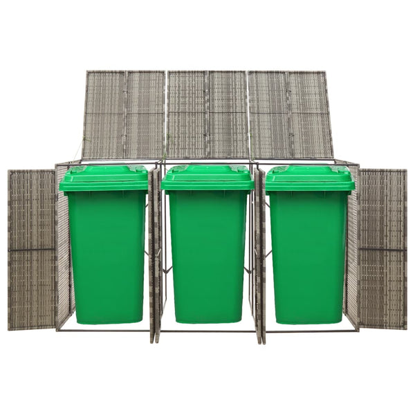 Mülltonnenbox für 3 Tonnen - Grau Poly Rattan
