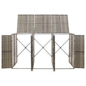 Mülltonnenbox für 3 Tonnen - Grau Poly Rattan