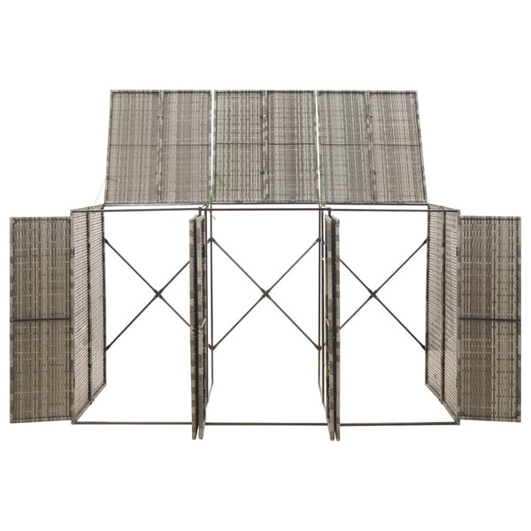 Mülltonnenbox für 3 Tonnen - Grau Poly Rattan