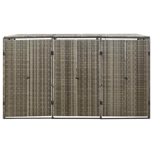 Mülltonnenbox für 3 Tonnen - Grau Poly Rattan