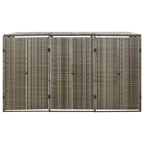 Mülltonnenbox für 3 Tonnen - Grau Poly Rattan