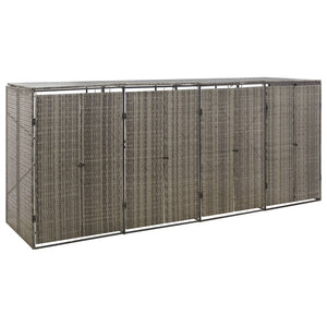 vidaXL Abri pour poubelles 4 bacs Gris 274x80x117 cm Résine tressée