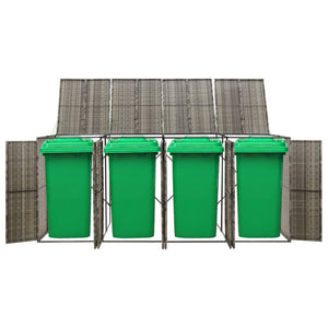 vidaXL Abri pour poubelles 4 bacs Gris 274x80x117 cm Résine tressée