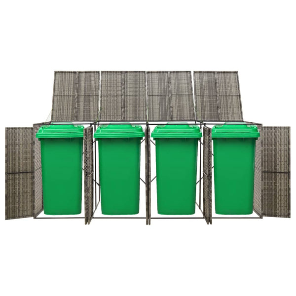 vidaXL Abri pour poubelles 4 bacs Gris 274x80x117 cm Résine tressée
