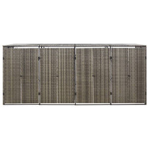 vidaXL Abri pour poubelles 4 bacs Gris 274x80x117 cm Résine tressée
