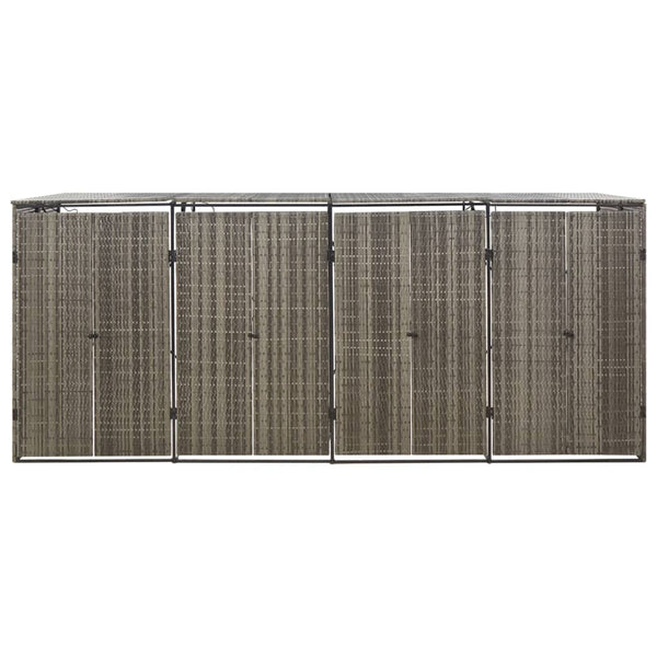 vidaXL Abri pour poubelles 4 bacs Gris 274x80x117 cm Résine tressée
