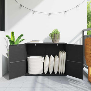 Gartenschrank Schwarz, 100 cm Poly Rattan