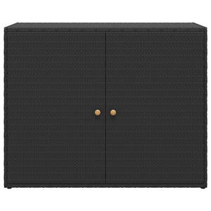 Gartenschrank Schwarz, 100 cm Poly Rattan