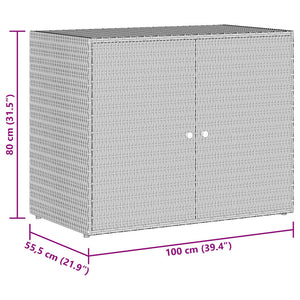 Gartenschrank Schwarz, 100 cm Poly Rattan