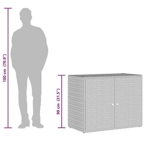 Gartenschrank Schwarz, 100 cm Poly Rattan