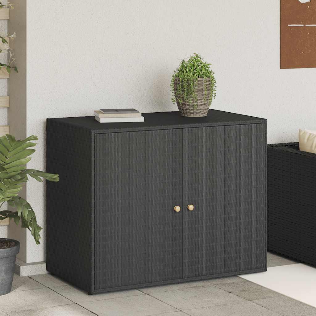 Gartenschrank Schwarz, 100 cm Poly Rattan