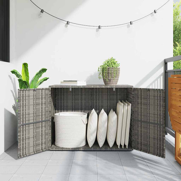 Gartenschrank Grau Poly Rattan 100x55,5x80cm