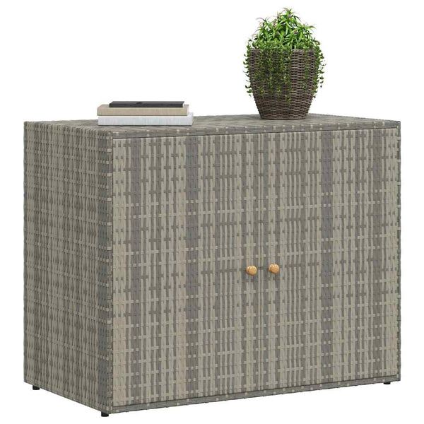 Gartenschrank Grau Poly Rattan 100x55,5x80cm