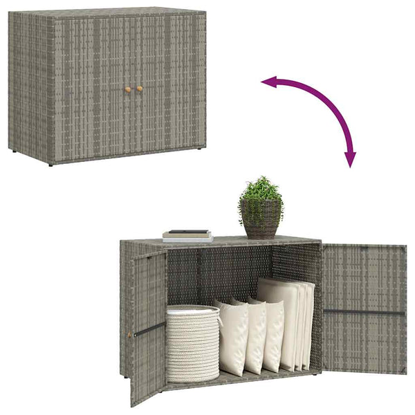 Gartenschrank Grau Poly Rattan 100x55,5x80cm