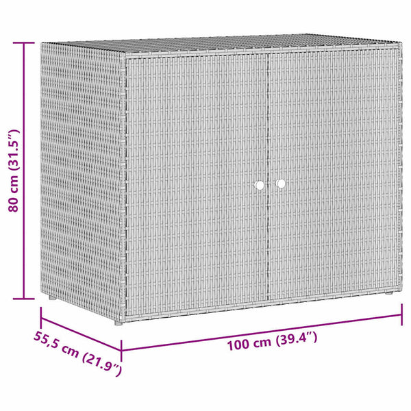 Gartenschrank Grau Poly Rattan 100x55,5x80cm