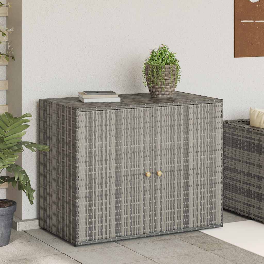 Gartenschrank Grau Poly Rattan 100x55,5x80cm