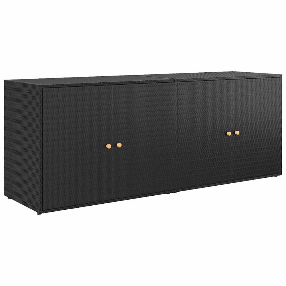 Schwarzer Gartenschrank aus Polyrattan, 198 cm