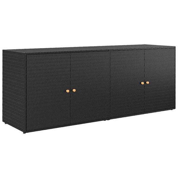 Schwarzer Gartenschrank aus Polyrattan, 198 cm