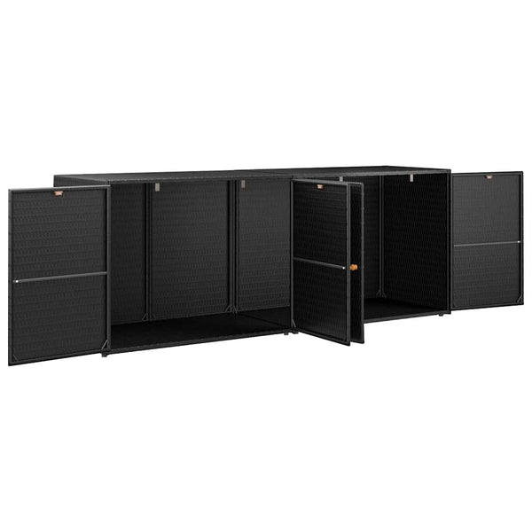 Schwarzer Gartenschrank aus Polyrattan, 198 cm
