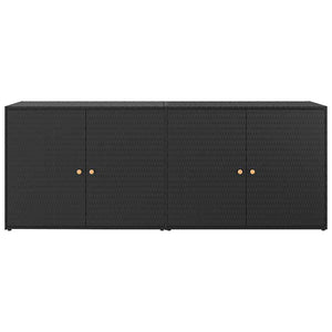Schwarzer Gartenschrank aus Polyrattan, 198 cm