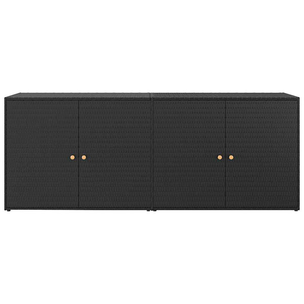 Schwarzer Gartenschrank aus Polyrattan, 198 cm