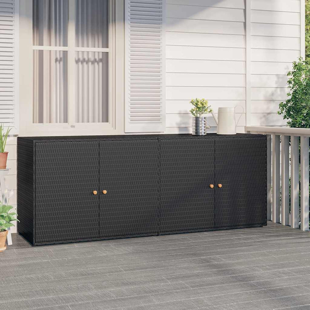 Schwarzer Gartenschrank aus Polyrattan, 198 cm