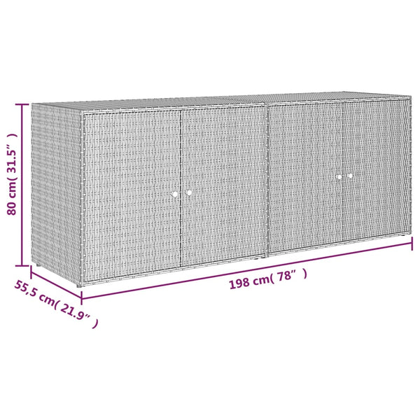 Gartenschrank Grau Poly Rattan 198 cm
