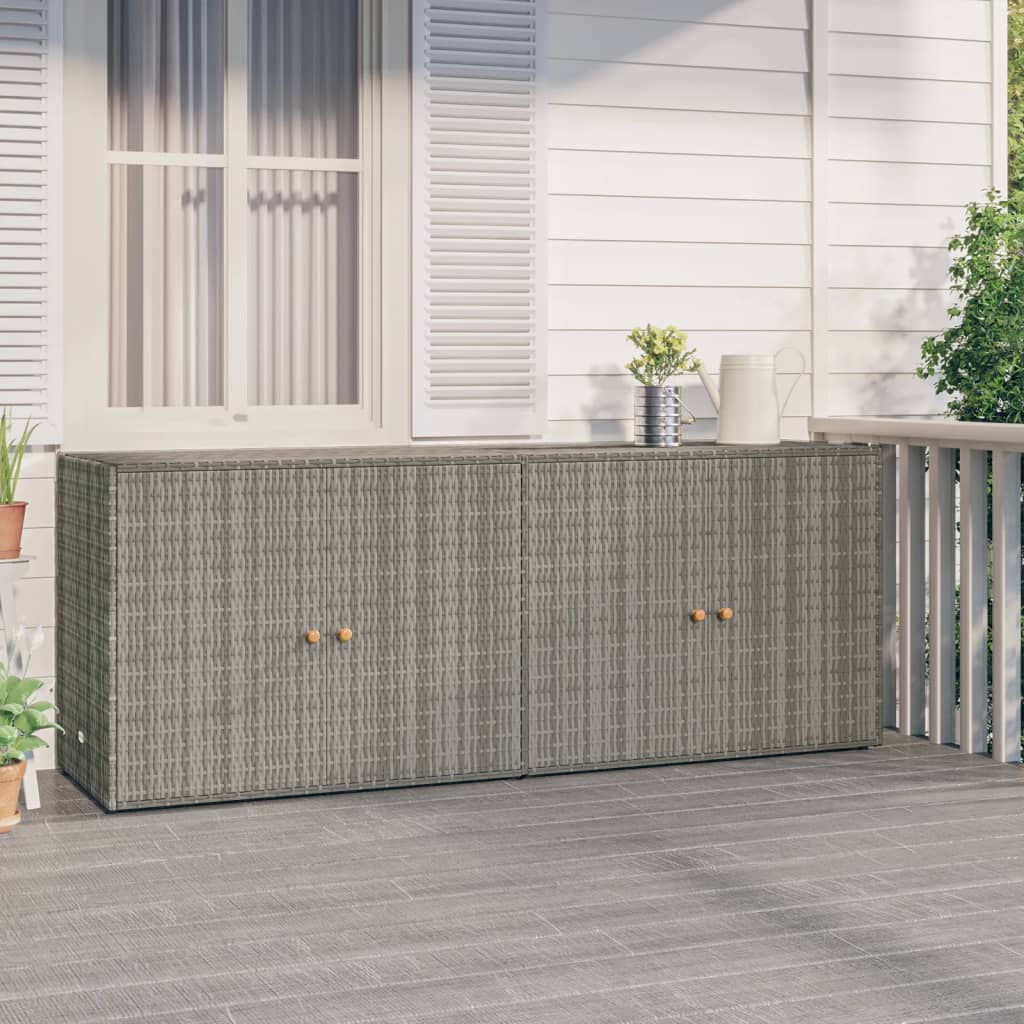 Gartenschrank Grau Poly Rattan 198 cm