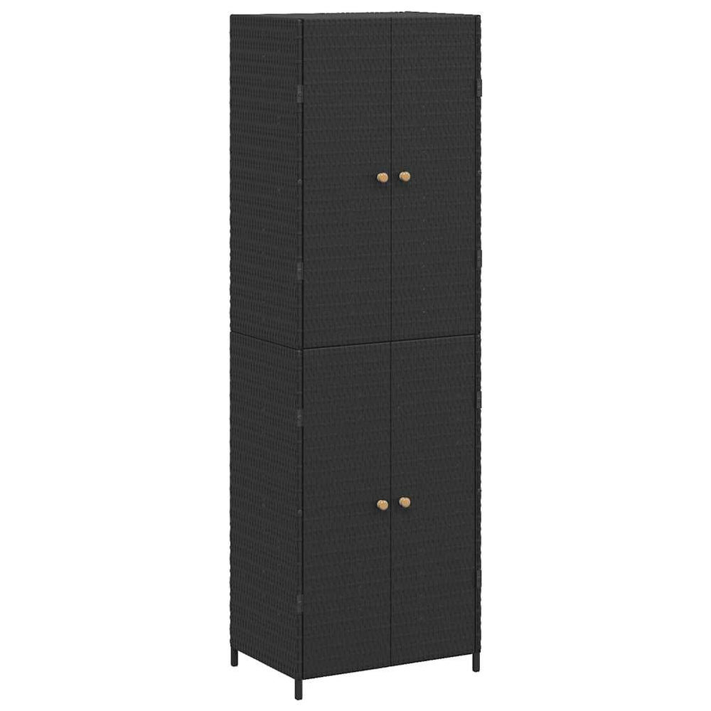 Gartenschrank Schwarz Poly Rattan 59x40x180cm