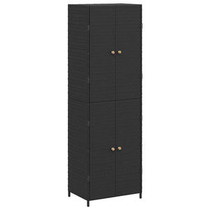 Gartenschrank Schwarz Poly Rattan 59x40x180cm